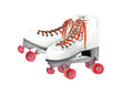 Watercolor Retro Roller Skate Iillustration. Watercolor hand drawn white retro roller skate on wheels.