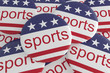 © cbies - USA Sports Concept: Pile of Sports Buttons With US Flag, 3d illustration