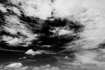 Wall Mural - white cloud isolated on black background, black and white cloudscape image