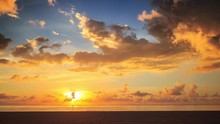 Scenic Sunrise Over Ocean In Hollywood, Miami, Florida. 4K UHD Timelapse