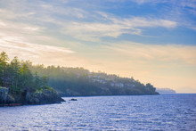 Ocean View From Neck Point Park In Nanaimo At Sunset, Vancouver Island