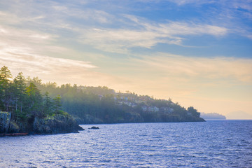 Wall Mural - Ocean view from Neck Point park in Nanaimo at sunset, Vancouver Island