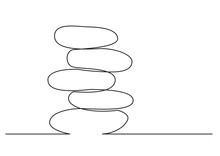 One Line Drawing Of Isolated Vector Object - Rock Balancing