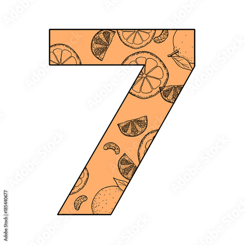 7 数字とオレンジのハンドドローイング Stock イラスト Adobe Stock