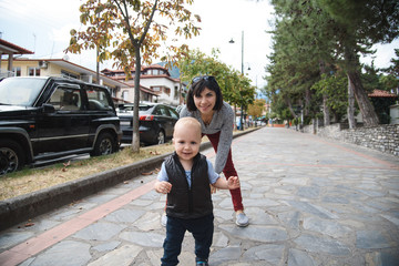 Poster - Boy and Mother in Street