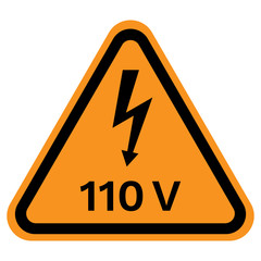 Wall Mural - 110 VOLT caution sign in yellow triangle. Vector icon.