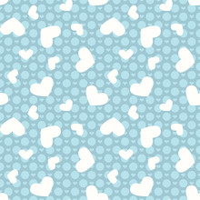 Vector Seamless Background With  Dots And Hearts. Wedding Or Valentine's Day Pattern