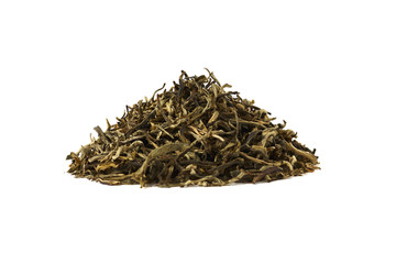 Pile of green tea isolated on white background