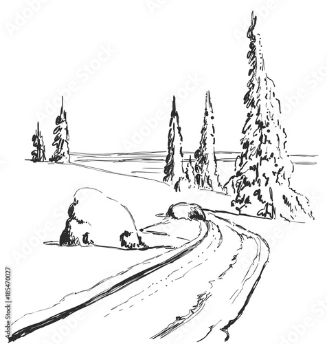 Hand Drawing Winter Forest With Road Isolated Vector Illustration Christmas Tree Sketch Buy This Stock Vector And Explore Similar Vectors At Adobe Stock Adobe Stock Hand Drawing Winter Forest With Road Isolated Vector Illustration Christmas Tree Sketch Buy This Stock Vector And Explore Similar Vectors At Adobe Stock Adobe Stock