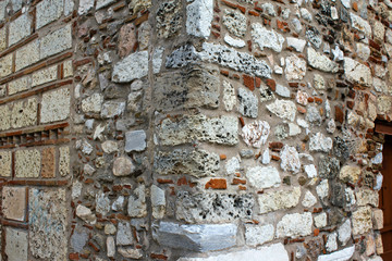 Stone wall texture, detail from old church in Athens, Greece