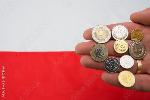  Obrazy Pieniądze   polskie-monety-na-tle-polskiej-flagi
