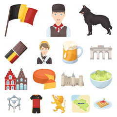 Wall Mural - Country Belgium cartoon icons in set collection for design.Travel and attractions Belgium vector symbol stock web illustration.