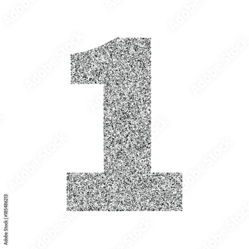 Silver glitter alphabet number 1 Stock Vector | Adobe Stock