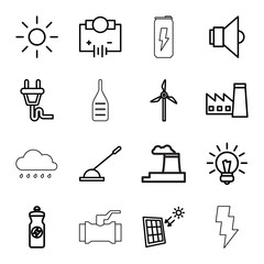 Wall Mural - Energy icons. set of 16 editable outline energy icons