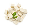 Closeup tofu isolated on white background