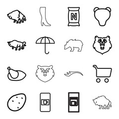 Sticker - Brown icons. set of 16 editable outline brown icons