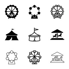 Amusement icons. set of 9 editable filled and outline amusement icons