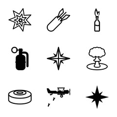 Sticker - Bomb icons. set of 9 editable filled and outline bomb icons