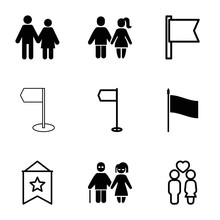 Waving Icons. Set Of 9 Editable Filled And Outline Waving Icons