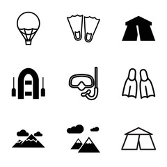 Wall Mural - Adventure icons. set of 9 editable filled and outline adventure icons