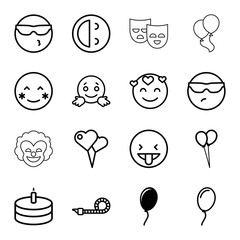 Sticker - Happiness icons. set of 16 editable outline happiness icons