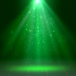 Green spotlights, fog, smoke, Scene, Disco, Light Effects, St. Patrick's Day, Halloween, Vector