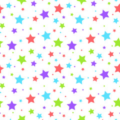 Wall Mural - Colorful stars and dots seamless pattern