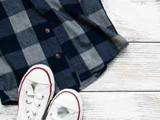 Sticker - Checkered shirt with white sneakers