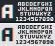 pixel game retro font, 8-bit vector alphabet