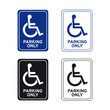 Wheelchair handicap disabled parking only sign set