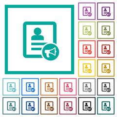 Poster - Contact alarm flat color icons with quadrant frames