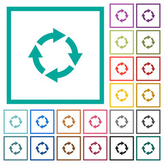 Poster - Rotate right flat color icons with quadrant frames