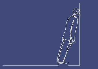 Wall Mural - continuous line drawing of business situation - man stuck in dead end job