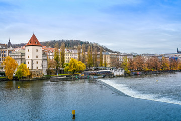 Wall Mural - Prague, Czechia - November, 23, 2017: veiw of Prague with Vltava river