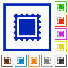 Poster - Stamp flat framed icons