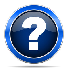 Poster - Question mark blue silver metallic round glossy vector icon. Modern design web and mobile applications button in eps 10