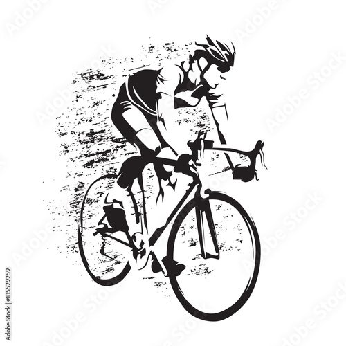 Dekoracja na wymiar  jazda-rowerem-rowerzysta-szosowy-na-swoim-rowerze-sylwetka-streszczenie-nieczysty-wektor