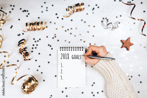 Holiday decorations and notebook with 2017 goals Poster