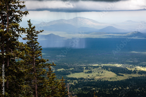 A Monsoon Storm Drapes A Curtain Of Rain Across The Hart Prairie