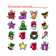 © elenshi - Set of vector icons. New Year and Christmas. Modern style, linear icons. Happy winter festive, elegant images of Christmas pictures
