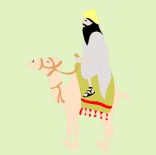 Sketch Drawing And Painting Arab Man Riding A Camel 