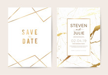Wedding Cards With Marble Texture And Gold. Design For Cover, Banner, Invitation, Card Branding And Identity Vector Illustration.