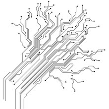 Vector Abstract Technology Illustration With Circuit Board. High Tech Digital Scheme Of Electronic Device.