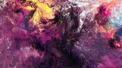 Lilac clouds. Bright artistic splashes. Abstract beautiful purple color painting texture. Modern futuristic background.  Fractal artwork for creative graphic design.