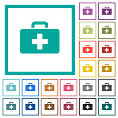 Poster - First aid kit flat color icons with quadrant frames