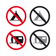 Wall Mural - No camping notice sign set