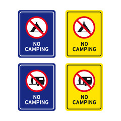 Wall Mural - No camping notice sign set