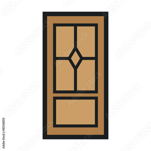 Wooden Closed Front Door Entrance Modern Interior Design. Minimal Color