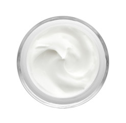jar with body cream on white background