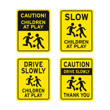 Caution Children Playing Traffic Road Signs Set